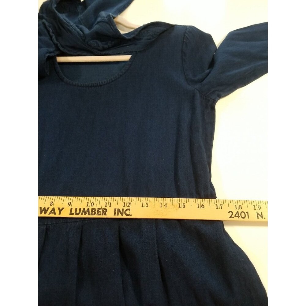 Pado Vtg 80s Womens Dress S Denim Tie Back Vest Long USA Cotton Long Sleeve - Picture 7 of 10